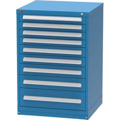 Vidmar - 9 Drawer Bright Blue Steel Modular Storage Cabinet - Exact Tooling