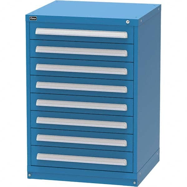 Vidmar - 8 Drawer, 344 Compartment Bright Blue Steel Modular Storage Cabinet - Exact Tooling