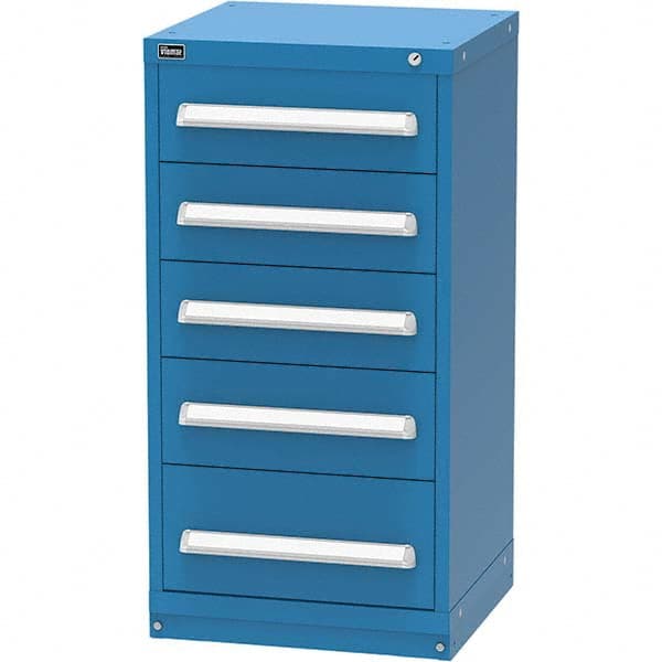 Vidmar - 5 Drawer Bright Blue Steel Modular Storage Cabinet - Exact Tooling