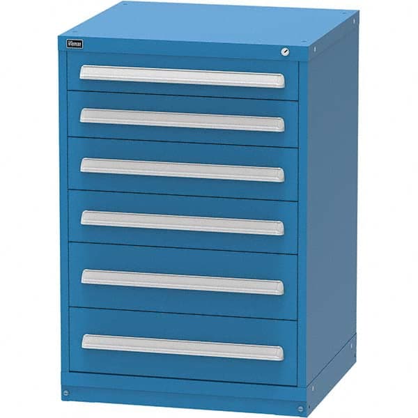 Vidmar - 6 Drawer Bright Blue Steel Modular Storage Cabinet - Exact Tooling