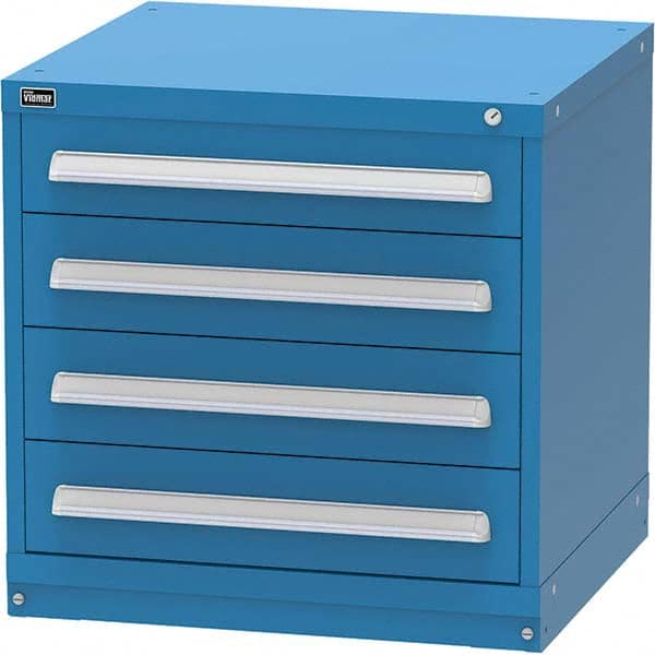 Vidmar - 4 Drawer, 344 Compartment Bright Blue Steel Modular Storage Cabinet - Exact Tooling