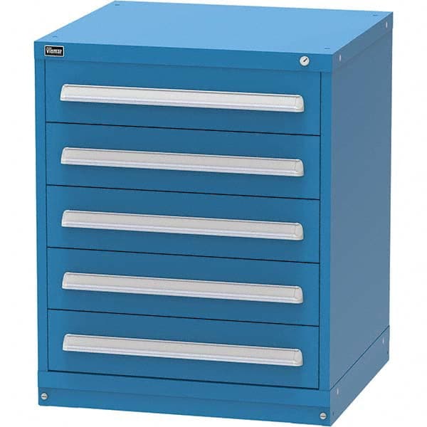 Vidmar - 5 Drawer Bright Blue Steel Modular Storage Cabinet - Exact Tooling