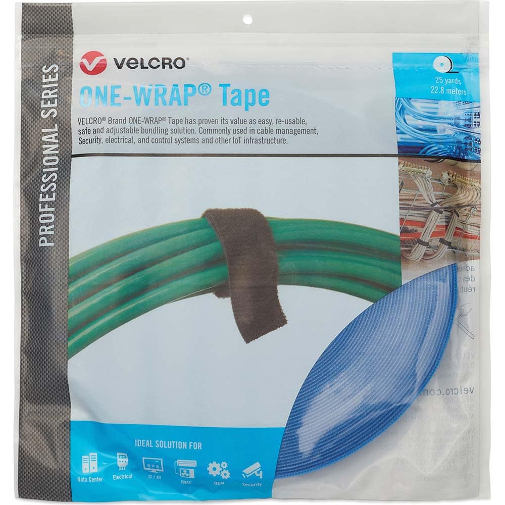 Velcro Brand - Cable Ties; Cable Tie Type: Reusable Cable Tie ; Material: Hook and Loop ; Color: Blue ; Overall Length (Feet): 75 ; Overall Length (Decimal Inch): 300.00000 ; Maximum Bundle Diameter (Inch): 0.75 - Exact Tooling