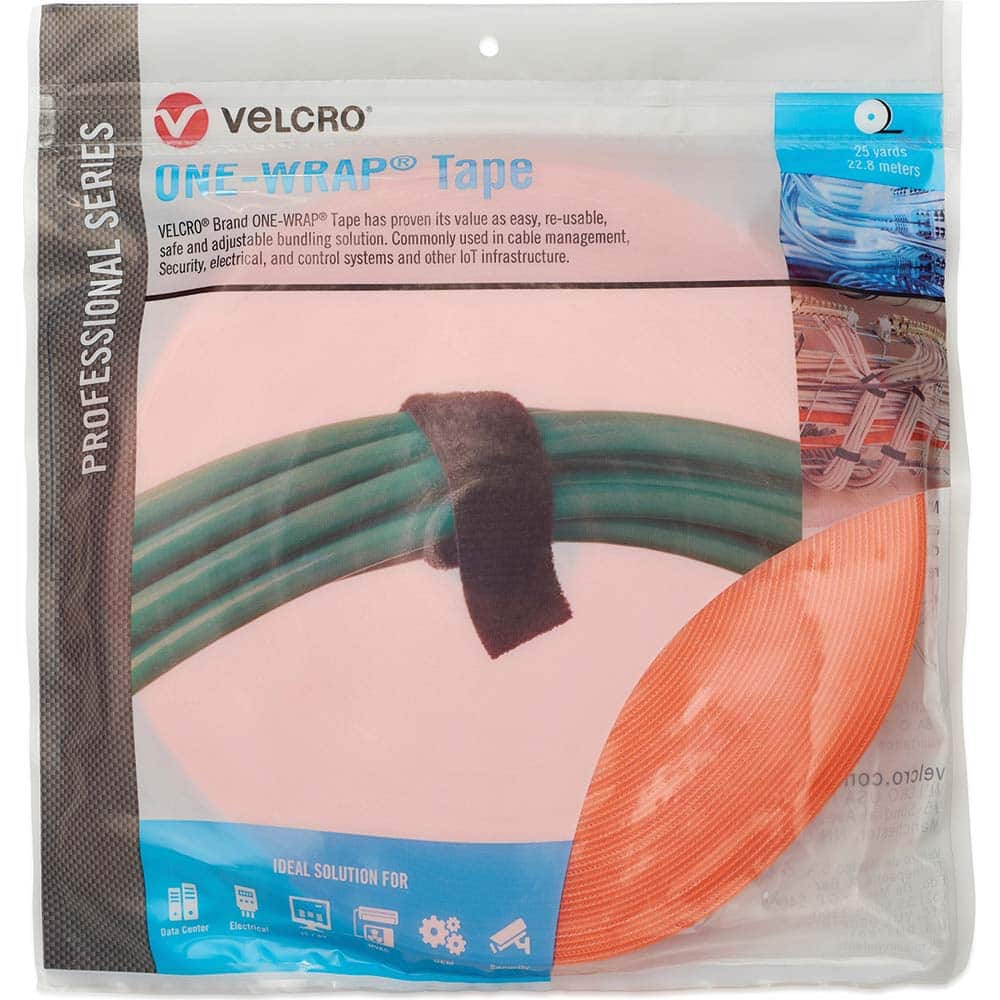 Velcro Brand - Cable Ties; Cable Tie Type: Reusable Cable Tie ; Material: Hook and Loop ; Color: Orange ; Overall Length (Feet): 75 ; Overall Length (Decimal Inch): 300.00000 ; Maximum Bundle Diameter (Inch): 1 - Exact Tooling