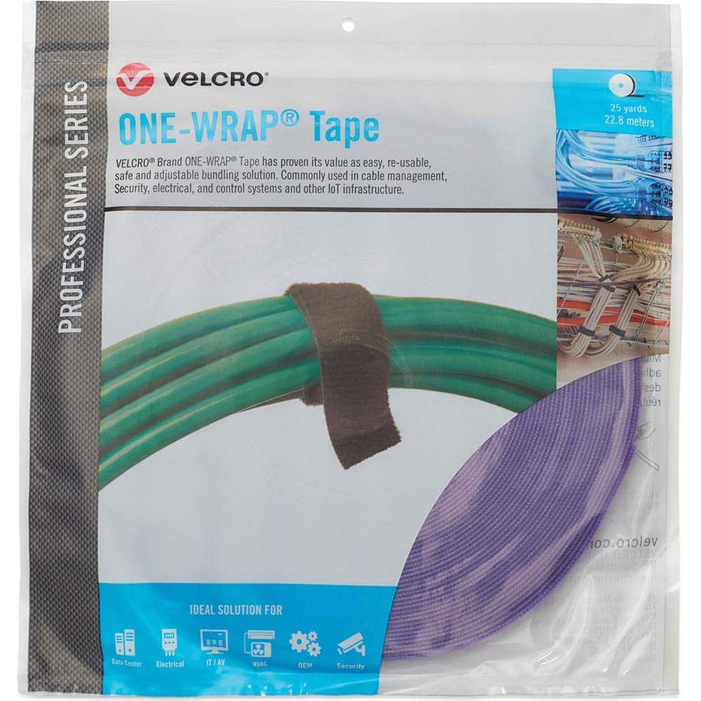 Velcro Brand - Cable Ties; Cable Tie Type: Reusable Cable Tie ; Material: Hook and Loop ; Color: Purple ; Overall Length (Feet): 75 ; Overall Length (Decimal Inch): 300.00000 ; Maximum Bundle Diameter (Inch): 0.5 - Exact Tooling