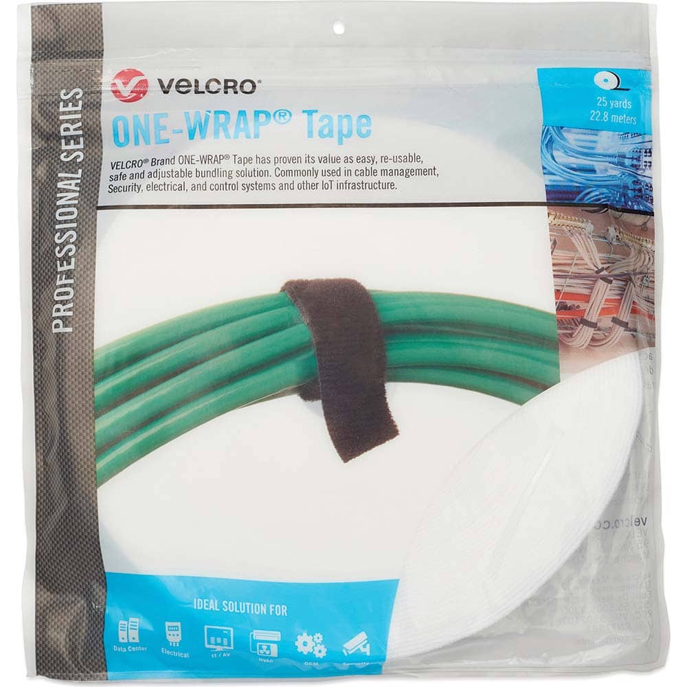 Velcro Brand - Cable Ties; Cable Tie Type: Reusable Cable Tie ; Material: Hook and Loop ; Color: White ; Overall Length (Feet): 75 ; Overall Length (Decimal Inch): 300.00000 ; Maximum Bundle Diameter (Inch): 1 - Exact Tooling