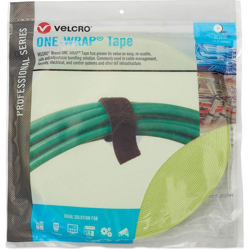 Velcro Brand - Cable Ties; Cable Tie Type: Reusable Cable Tie ; Material: Hook and Loop ; Color: OM5 Green ; Overall Length (Feet): 75 ; Overall Length (Decimal Inch): 300.00000 ; Maximum Bundle Diameter (Inch): 1 - Exact Tooling