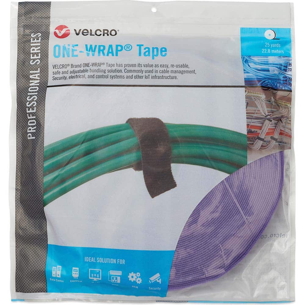 Velcro Brand - Cable Ties; Cable Tie Type: Reusable Cable Tie ; Material: Hook and Loop ; Color: Purple ; Overall Length (Feet): 75 ; Overall Length (Decimal Inch): 300.00000 ; Maximum Bundle Diameter (Inch): 1 - Exact Tooling