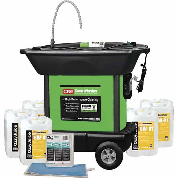 CRC - 25 Gal Free Standing Water-Based Mobile Parts Washer Kit - Exact Tooling