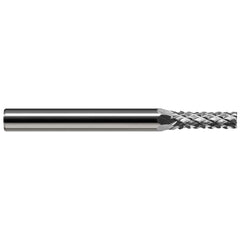 Harvey Tool - 1/8" Diam, 3/8" LOC, 1/8" Shank Diam, 8-Flute Burr-End Diamond-Pattern Router Bit - Exact Tooling