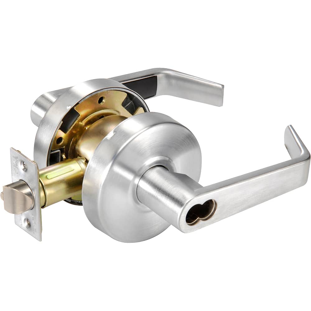 Yale - Lever Locksets; Door Thickness: 1-3/4 (Inch); Door Thickness: 1-3/4 ; Back Set: 2-3/4 (Inch); For Use With: Classroom or Utility Room Doors ; Finish/Coating: Satin Chrome ; Cylinder Type: 6 or 7-Pin SFIC; Less Core - Exact Tooling