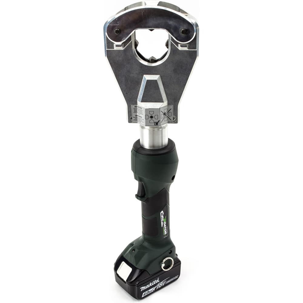 Greenlee - 12,400 Lb Force, 6 AWG - 750 KCMIL Copper and Aluminum Capacity, 18V Battery Dieless Style Power Crimper - Exact Tooling
