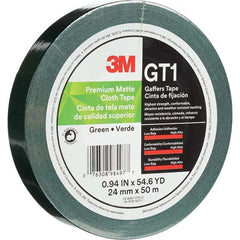 3M - 50m x 24mm x 11 mil Green Cotton Cloth Gaffers Tape - Exact Tooling