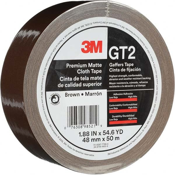 3M - 50m x 48mm x 11 mil Brown Cotton Cloth Gaffers Tape - Exact Tooling