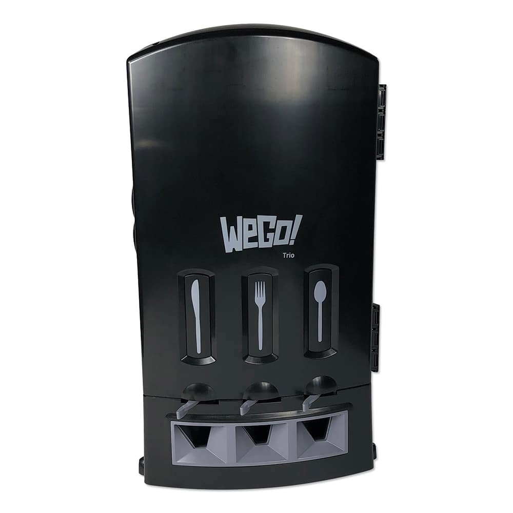 WeGo - Paper & Plastic Cups, Plates, Bowls & Utensils; Breakroom Accessory Type: Cutlery Bin ; Breakroom Accessory Description: Utensil Dispensers-Tower-Fork ; Color: Black - Exact Tooling