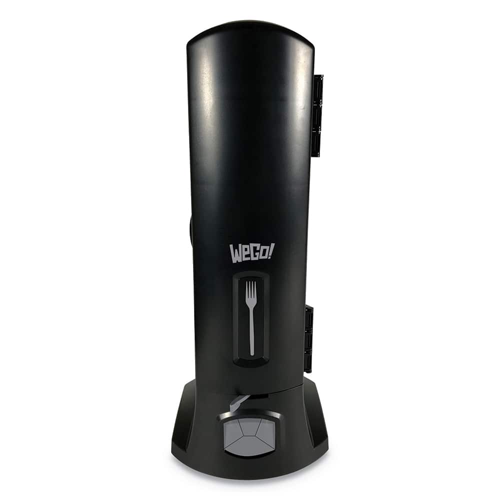 WeGo - Paper & Plastic Cups, Plates, Bowls & Utensils; Breakroom Accessory Type: Cutlery Bin ; Breakroom Accessory Description: Utensil Dispensers-Tower-Fork ; Color: Black - Exact Tooling