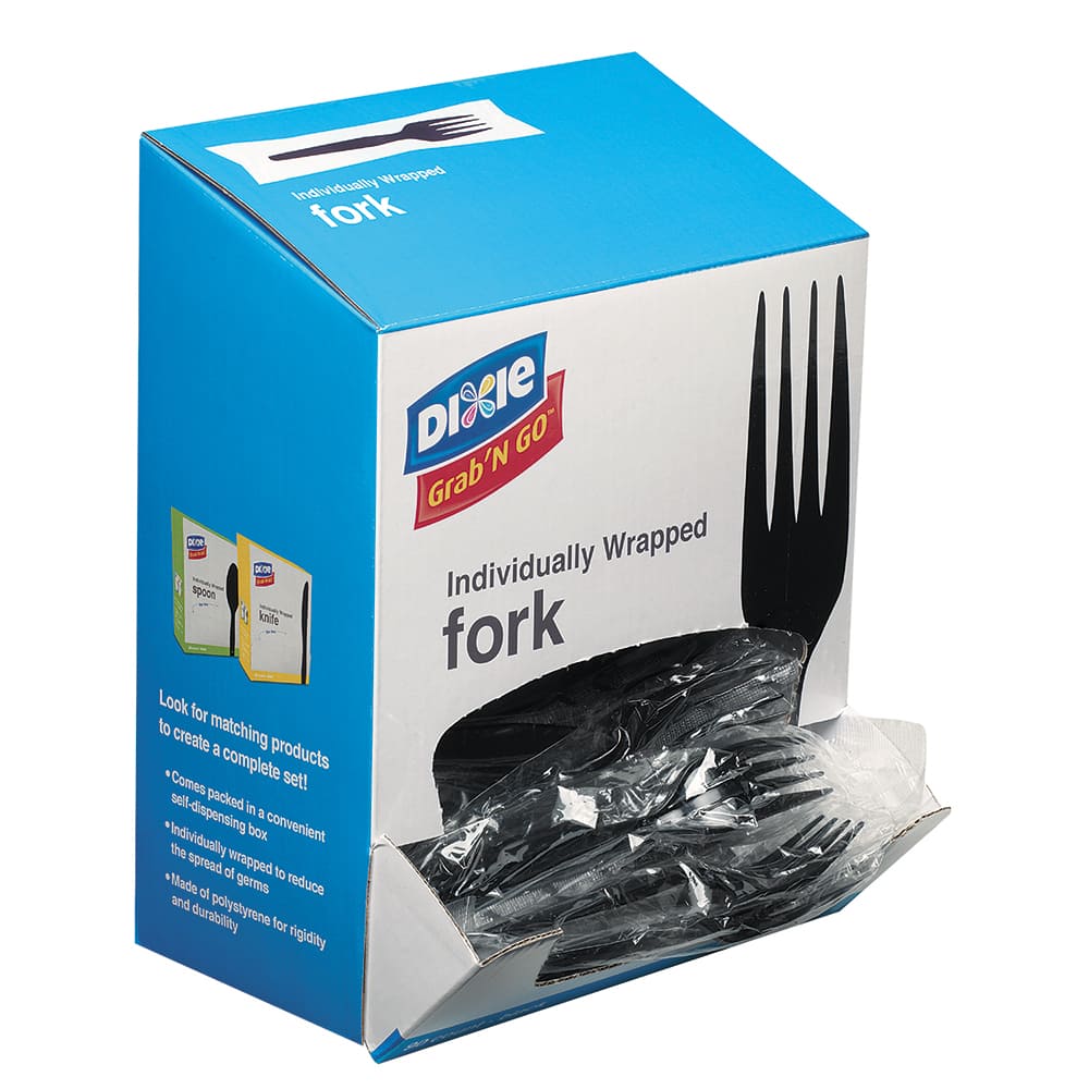 Dixie - Paper & Plastic Cups, Plates, Bowls & Utensils; Breakroom Accessory Type: Fork ; Breakroom Accessory Description: Utensils-Disposable Fork ; Color: Black - Exact Tooling