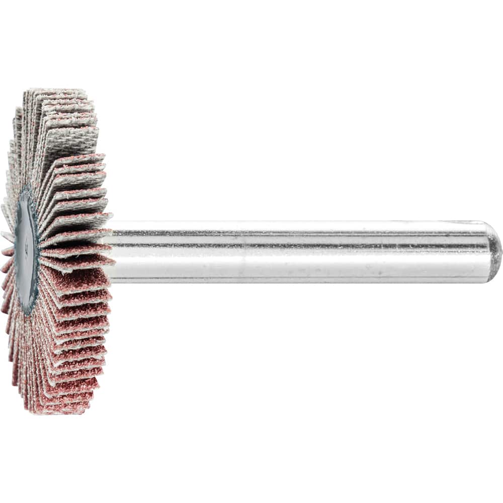 PFERD - Mounted Flap Wheels; Abrasive Type: Coated ; Outside Diameter (Inch): 1-3/16 ; Face Width (Inch): 1/4 ; Abrasive Material: Aluminum Oxide ; Grit: 120 ; Mounting Type: 1/4" Shank - Exact Tooling