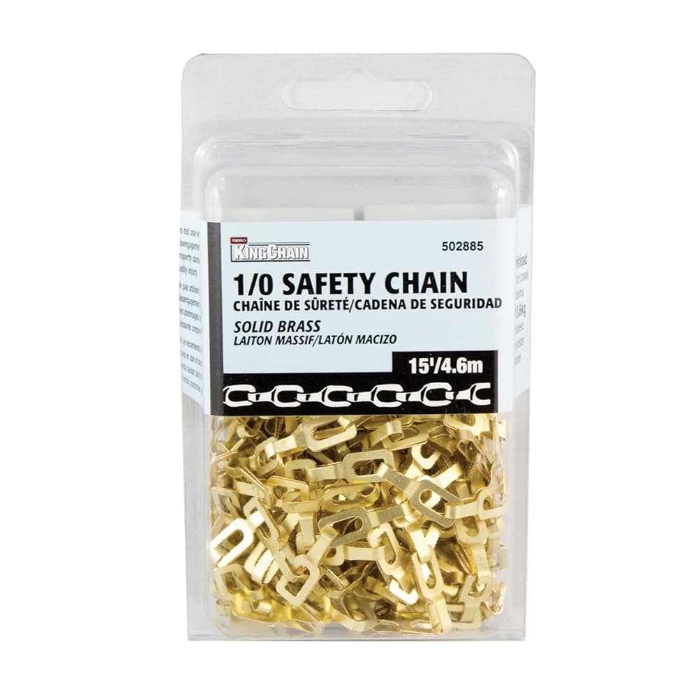 Mibro - Welded Chain; Trade Size: #1/0 ; Load Capacity (Lb.): 3.000 ; Finish/Coating: Brass ; Type: Safety Chain ; Chain Diameter (Decimal Inch): 0.0200 ; Inside Length (Decimal Inch): 0.0600 - Exact Tooling