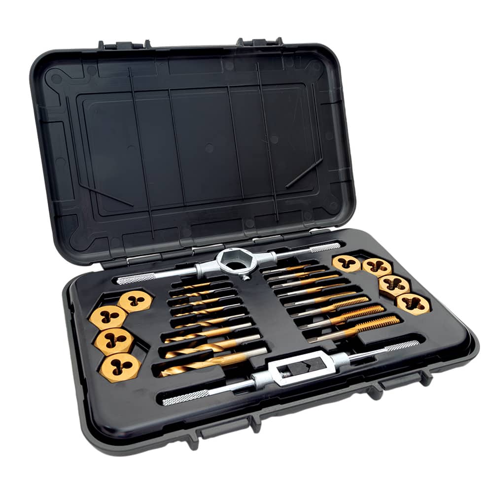 Mibro - Tap, Die & Drill Sets; Minimum Tap & Die Thread Size (Inch): 1 ; Maximum Tap & Die Thread Size (Inch): 1 ; Minimum Drill Size (Decimal Inch): 0.1065 ; Die Shape: Hex ; Adjustable Die: No ; Adjustable Die: No - Exact Tooling