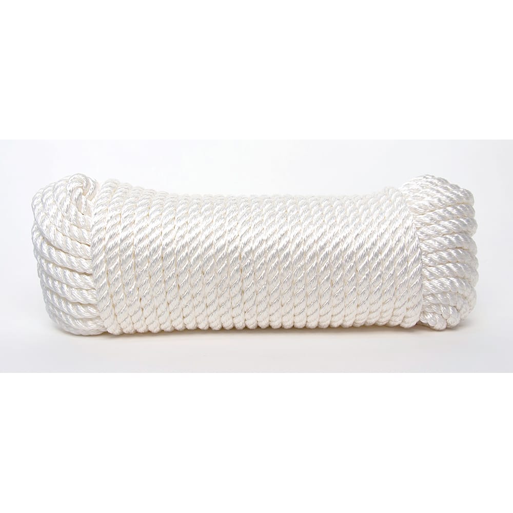 Mibro - Rope; Type: Twisted Rope ; Head/Holder Diameter (Inch): 3/8 ; Material: Nylon ; Load Capacity (Lb.): 278.000 ; Maximum Length: 200.00 ; Color: White - Exact Tooling