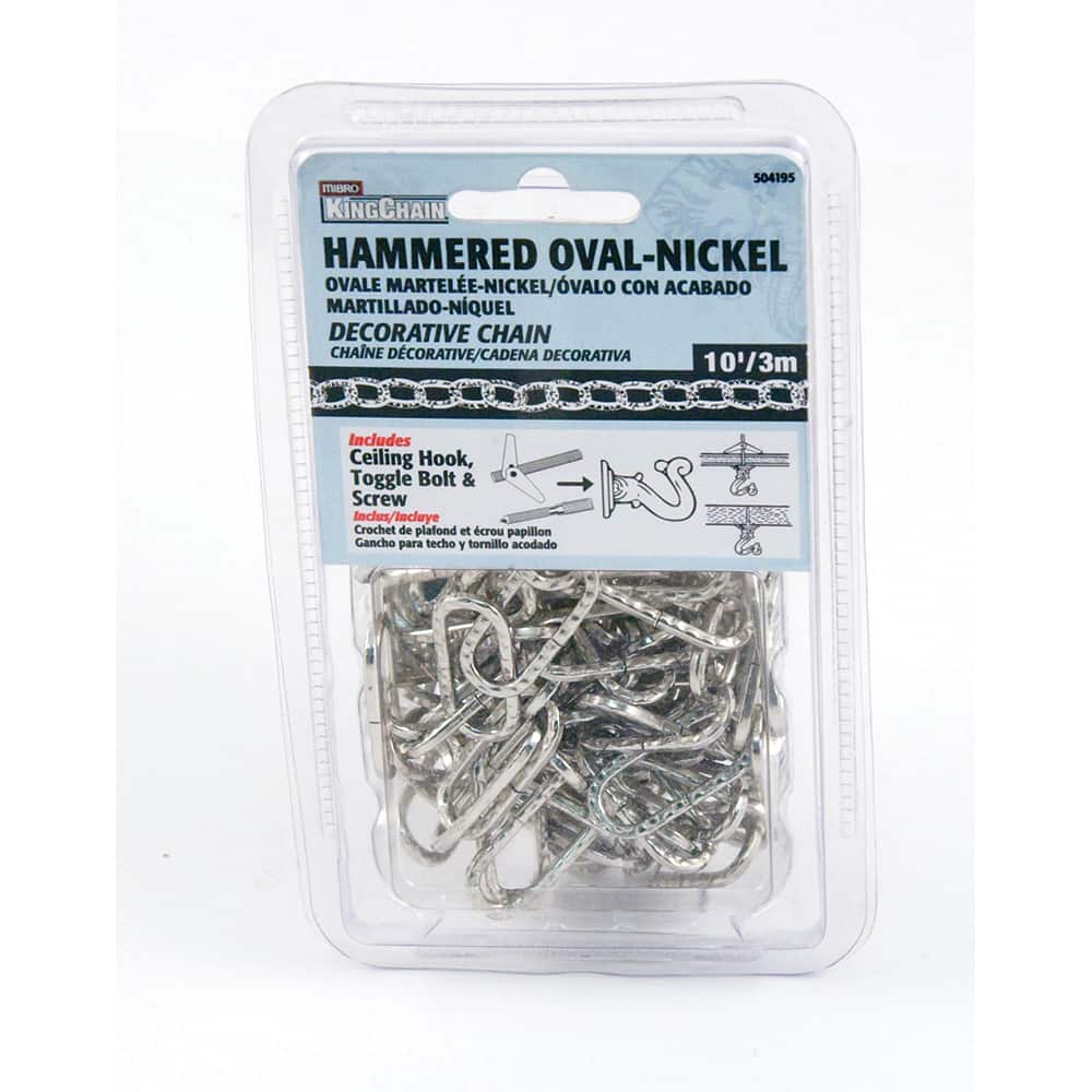 Mibro - Weldless Chain; Type: Decorative ; Load Capacity (Lb.): 45.000 ; Chain Diameter (Decimal Inch): 0.1100 ; Finish/Coating: Nickel ; Inside Length (Decimal Inch): 1.1000 - Exact Tooling