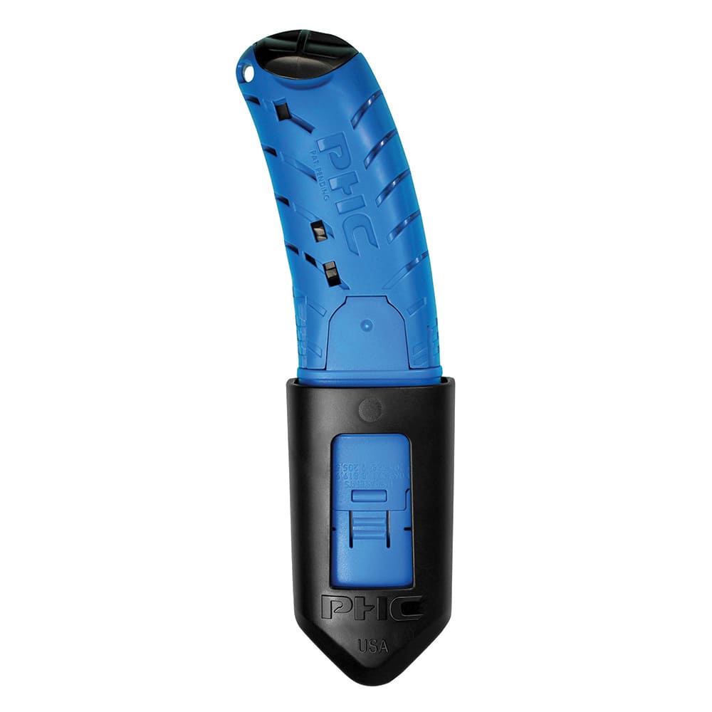 PHC - Utility Knives, Snap Blades & Box Cutters; Type: Safety Cutter ; Blade Type: Auto-Retracting ; Number of Blades Included: 1 ; Number of Blades: 1 ; Handle Material: Plastic ; Color: Blue - Exact Tooling