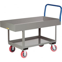Little Giant - 2,000 Lb Capacity Steel Platform Truck - Steel Deck, 30" OAW, 61-1/2" Platform Length, Polyurethane Casters - Exact Tooling