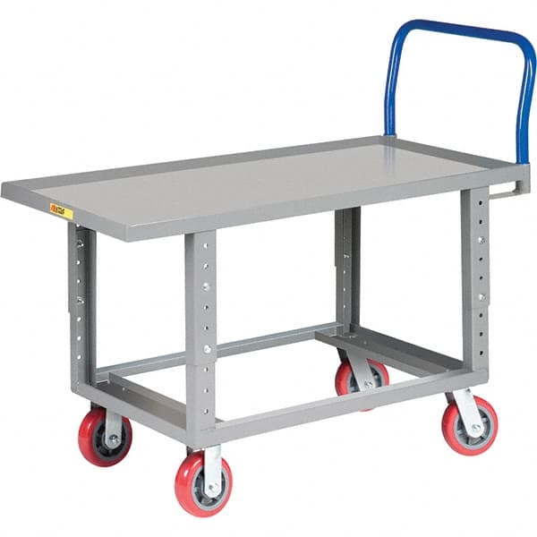 Little Giant - 2,000 Lb Capacity Steel Platform Truck - Steel Deck, 30" OAW, 49-1/2" Platform Length, Polyurethane Casters - Exact Tooling