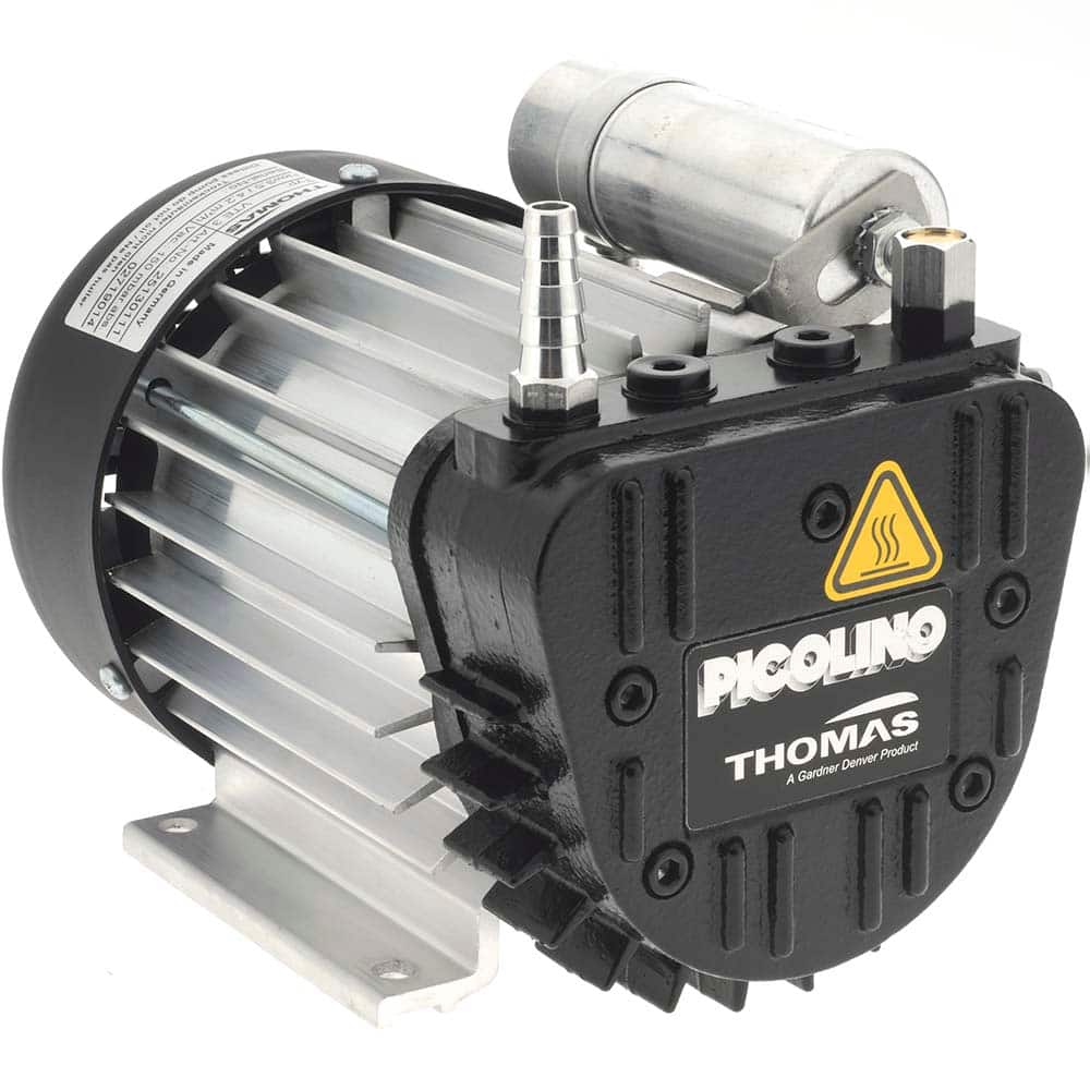 Thomas - Rotary Vane-Type Vacuum Pumps Voltage: 120 VAC Length (Decimal Inch): 8.2300 - Exact Tooling