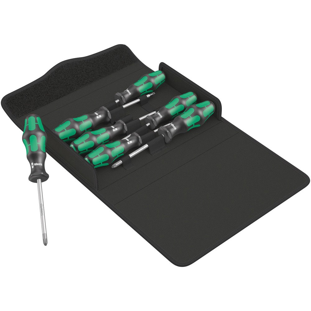Wera - Screwdriver Sets; Screwdriver Types Included: Phillips; Slotted; Pozidriv; Torx ; Number of Pieces: 7.000 ; Slotted: Yes ; Case Type: Textile Case ; Phillips Point Size: #1 - Exact Tooling