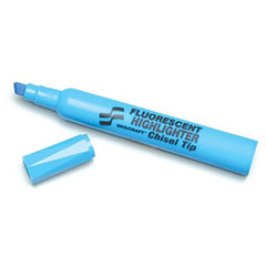 Ability One - Markers & Paintsticks; Type: Highlighter ; Color: Blue ; Ink Type: Florescent ; Tip Type: Chisel - Exact Tooling