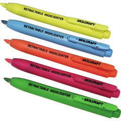 Ability One - Markers & Paintsticks; Type: Highlighter ; Color: Blue, Green, Orange, Pink, Yellow ; Ink Type: Water Base ; Tip Type: Chisel - Exact Tooling