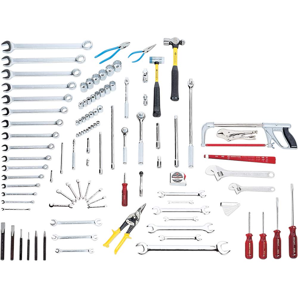 Wright Tool & Forge - Combination Hand Tool Sets; Tool Type: Industrial Maintenance Set ; Number of Pieces: 104.000 ; Drive Size (Inch): 1/4, 3/8, 1/2 ; Number of Points: 6, 12 ; Measurement Type: Inch ; Socket Depth: Standard - Exact Tooling