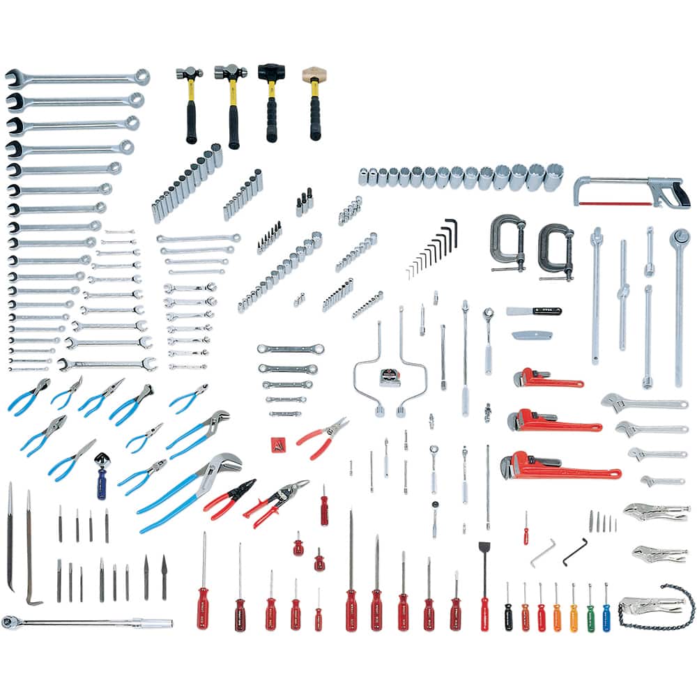 Wright Tool & Forge - Combination Hand Tool Sets; Tool Type: Intermediate Set ; Number of Pieces: 255.000 ; Drive Size (Inch): 1/4, 3/8, 1/2, 3/4 ; Number of Points: 6, 8, 12 ; Measurement Type: Inch ; Socket Depth: Standard & Deep - Exact Tooling