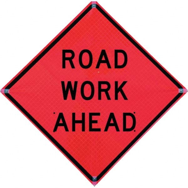 VizCon - "Workers Ahead," 36" Wide x 36" High Vinyl Construction Roadway Sign - Exact Tooling