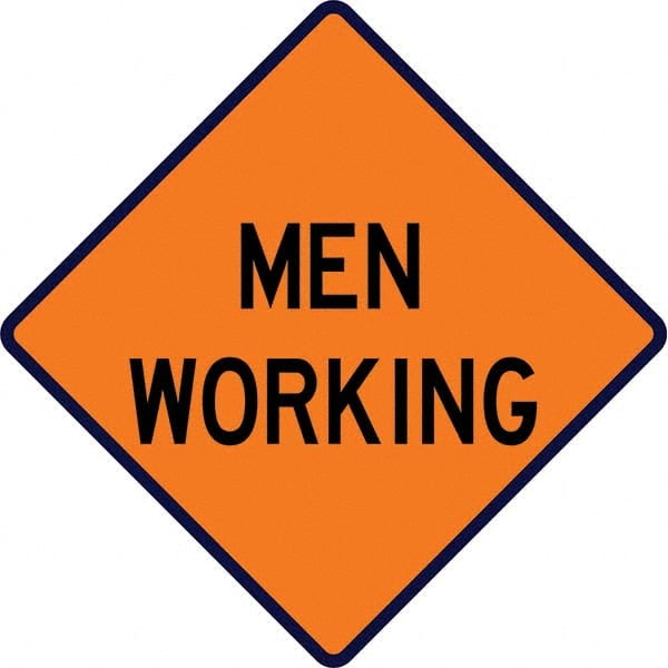 VizCon - "Men Working," 36" Wide x 36" High Vinyl Construction Roadway Sign - Exact Tooling