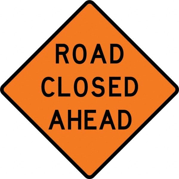 VizCon - "Flagger Ahead," 48" Wide x 48" High Vinyl Construction Roadway Sign - Exact Tooling