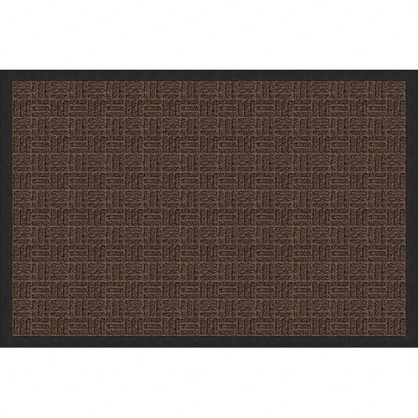 Entrance Mat: 5' Long, 3' Wide, Olefin Surface Indoor & Outdoor, Medium-Duty Traffic, Rubber Base, Brown
