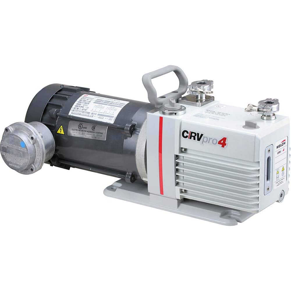 Welch - Rotary Vane-Type Vacuum Pumps; Horsepower: 0.5 ; Voltage: 115/230V ; Cubic Feet per Minute: 2.80 ; Length (Decimal Inch): 22.4000 ; Width (Decimal Inch): 6.1000 ; Height (Inch): 9.2 - Exact Tooling