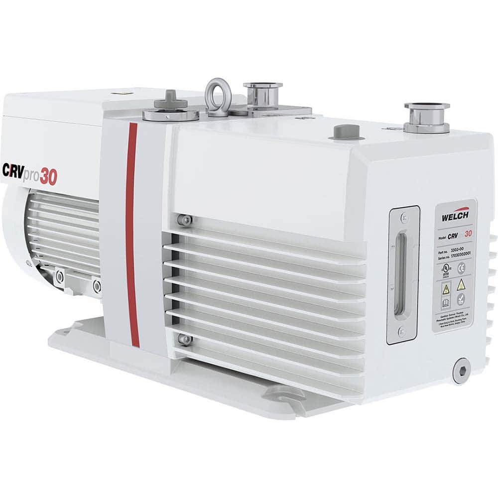 Welch - Rotary Vane-Type Vacuum Pumps; Horsepower: 1.1 ; Voltage: 115V ; Cubic Feet per Minute: 22.10 ; Length (Decimal Inch): 22.4000 ; Width (Decimal Inch): 8.1000 ; Height (Inch): 11.40 - Exact Tooling