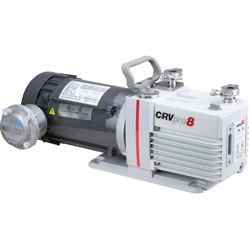 Welch - Rotary Vane-Type Vacuum Pumps; Horsepower: 0.5 ; Voltage: 115/230V ; Cubic Feet per Minute: 5.60 ; Length (Decimal Inch): 22.4000 ; Width (Decimal Inch): 6.1000 ; Height (Inch): 9.2 - Exact Tooling