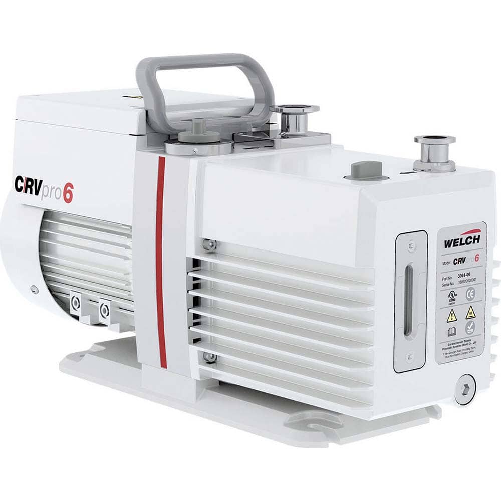 Welch - Rotary Vane-Type Vacuum Pumps; Horsepower: 0.5 ; Voltage: 230V ; Cubic Feet per Minute: 4.20 ; Length (Decimal Inch): 15.1000 ; Width (Decimal Inch): 6.1000 ; Height (Inch): 9.2 - Exact Tooling