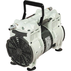 Welch - Piston-Type Vacuum Pumps; Horsepower: .33 ; Cubic Feet per Minute: 7.10 ; Vacuum Pressure (In/Hg): 60.00 ; Voltage: 230V ; Height (Inch): 11.7 ; Length (Inch): 13.3 - Exact Tooling