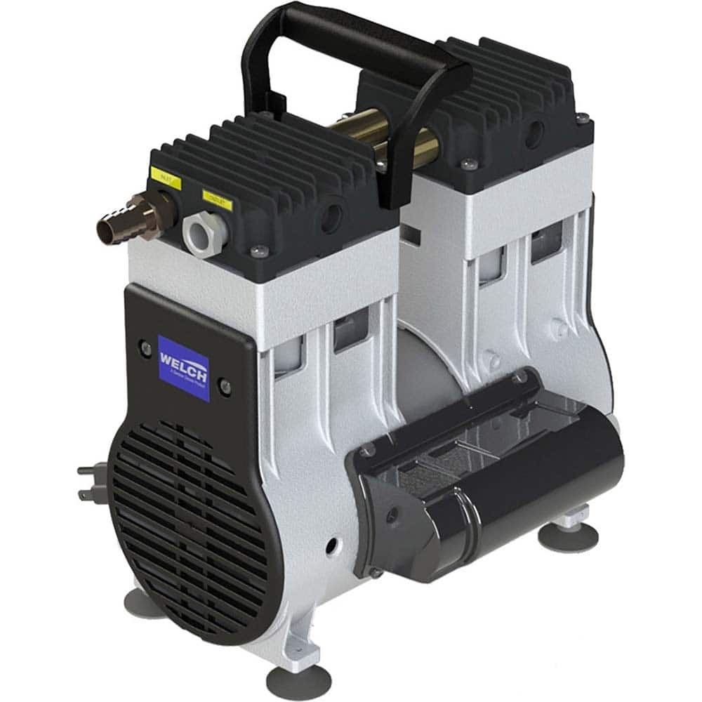 Welch - Piston-Type Vacuum Pumps; Horsepower: .33 ; Cubic Feet per Minute: 2.30 ; Vacuum Pressure (In/Hg): 60.00 ; Voltage: 115V ; Height (Inch): 10 ; Length (Inch): 15 - Exact Tooling