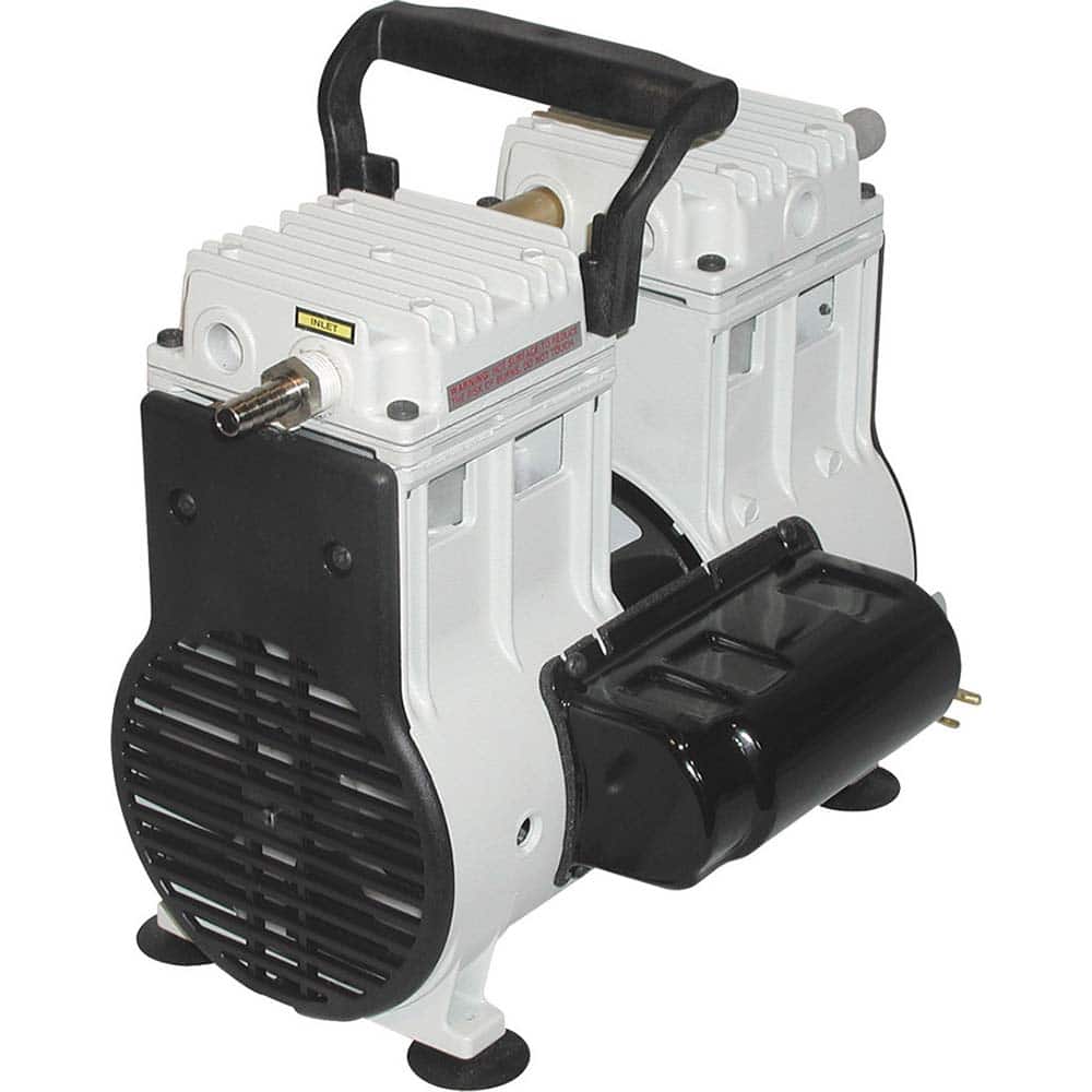 Welch - Piston-Type Vacuum Pumps; Horsepower: .33 ; Cubic Feet per Minute: 3.50 ; Vacuum Pressure (In/Hg): 9.00 ; Voltage: 230V ; Height (Inch): 11.7 ; Length (Inch): 13.3 - Exact Tooling