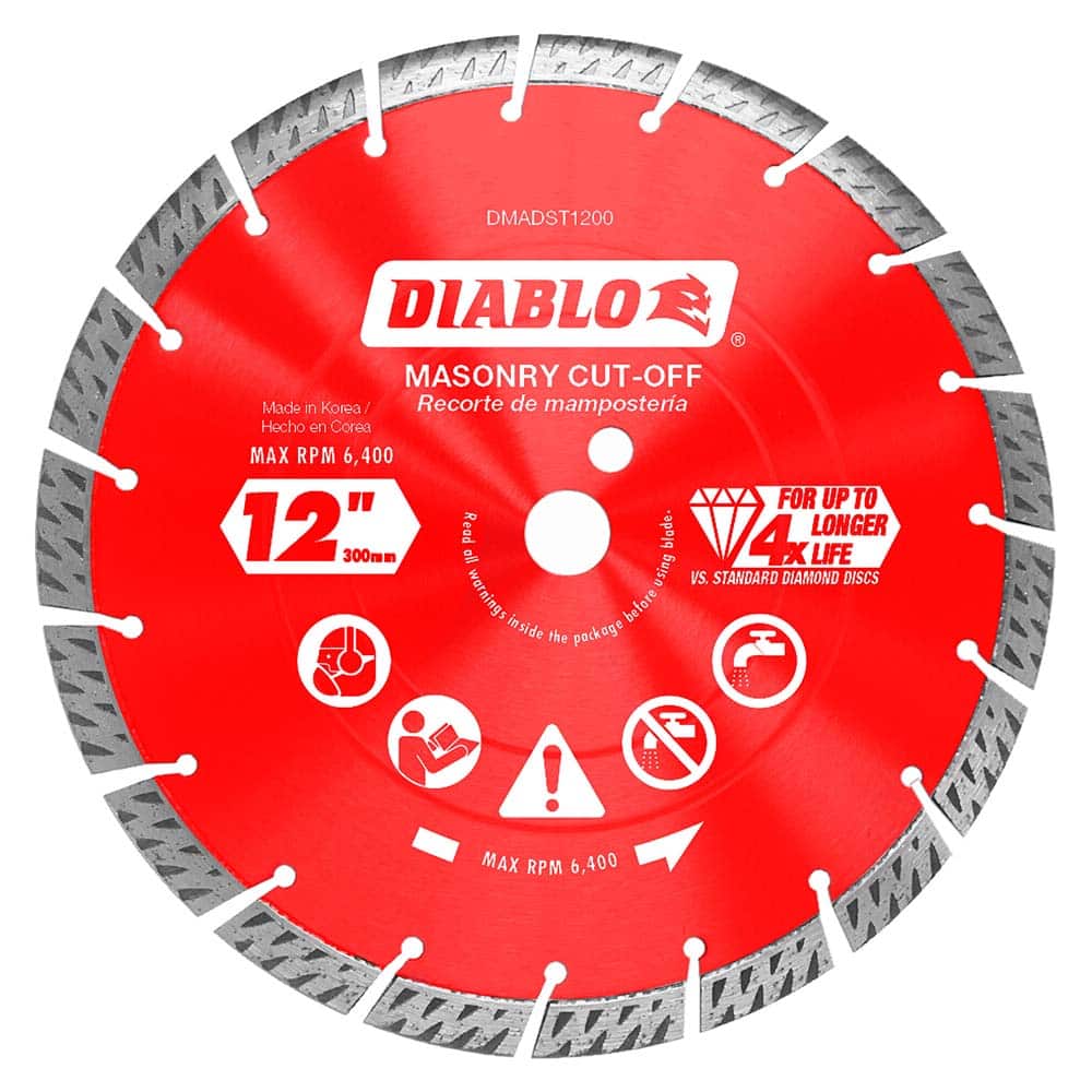 Freud - Wet & Dry-Cut Saw Blades; Blade Diameter (Inch): 12 ; Blade Material: Diamond-Tipped ; Arbor Style: Standard Round ; Arbor Hole Diameter (Inch): 1; 0.7874 ; Arbor Hole Diameter (Decimal Inch): 1; 0.7874 ; Application: Cutting Masonry - Exact Tooling