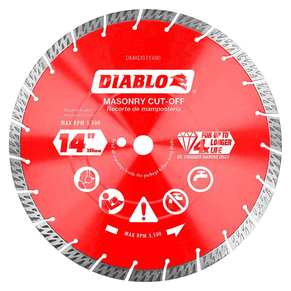 Freud - Wet & Dry-Cut Saw Blades; Blade Diameter (Inch): 14 ; Blade Material: Diamond-Tipped ; Arbor Style: Standard Round ; Arbor Hole Diameter (Inch): 1; 0.7874 ; Arbor Hole Diameter (Decimal Inch): 1; 0.7874 ; Application: Cutting Masonry - Exact Tooling