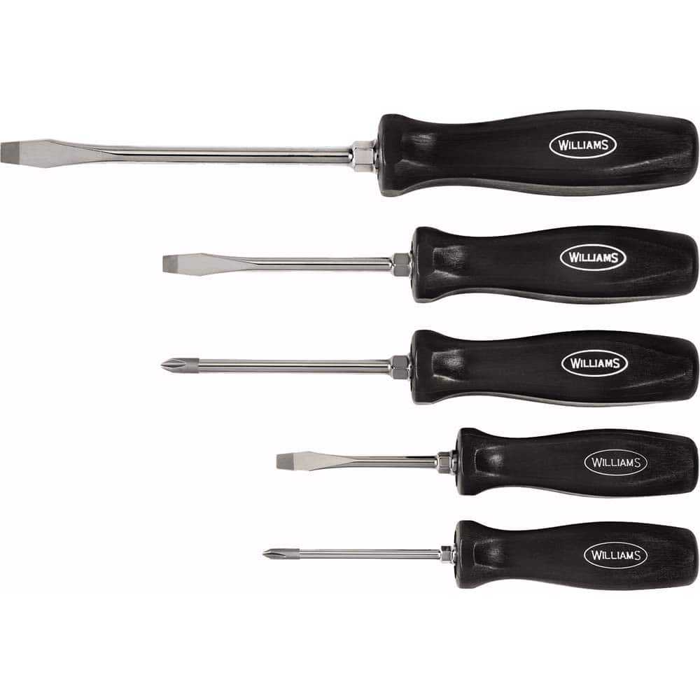 Williams - Screwdriver Sets; Screwdriver Types Included: 1/4 In; 3/16 In; 5/16 In; Ph1; Ph2 Bolster ; Number of Pieces: 5.000 ; Phillips Size Range: #1 - Exact Tooling