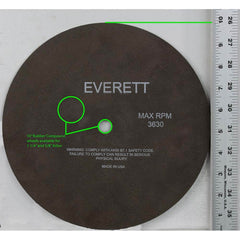 Everett - Cutoff Wheels; Tool Compatibility: Chop Saws; Cut-Off Saw; Electric-Powered Saw; Portable Saw; Shop Saw; Stationary Saw ; Wheel Diameter (Inch): 10 ; Hole Size (mm): 0.625 ; Wheel Thickness (Inch): .625 ; Abrasive Material: Aluminum Oxide/Silic - Exact Tooling